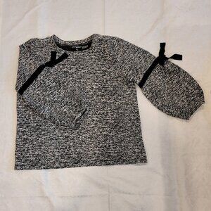 EUC Karl Lagerfeld Black/White Knit Top w/Puff Sleeves | Size Large